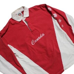 Mens Vintage Y2K Preppy Barbarian Team Canada Rugby Longsleeve  Shirt